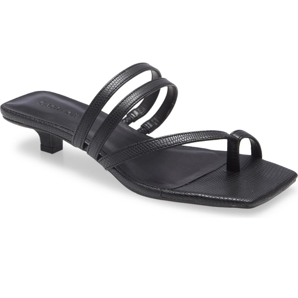 Black open edit kitten heels
